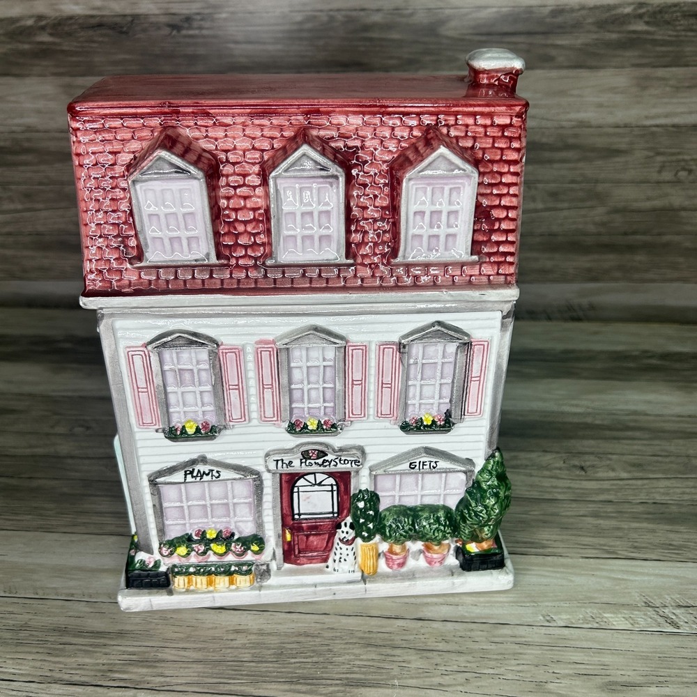 The Flower Store Cookie Jar Sherwood Brands 1999 Ceramic Victorian House